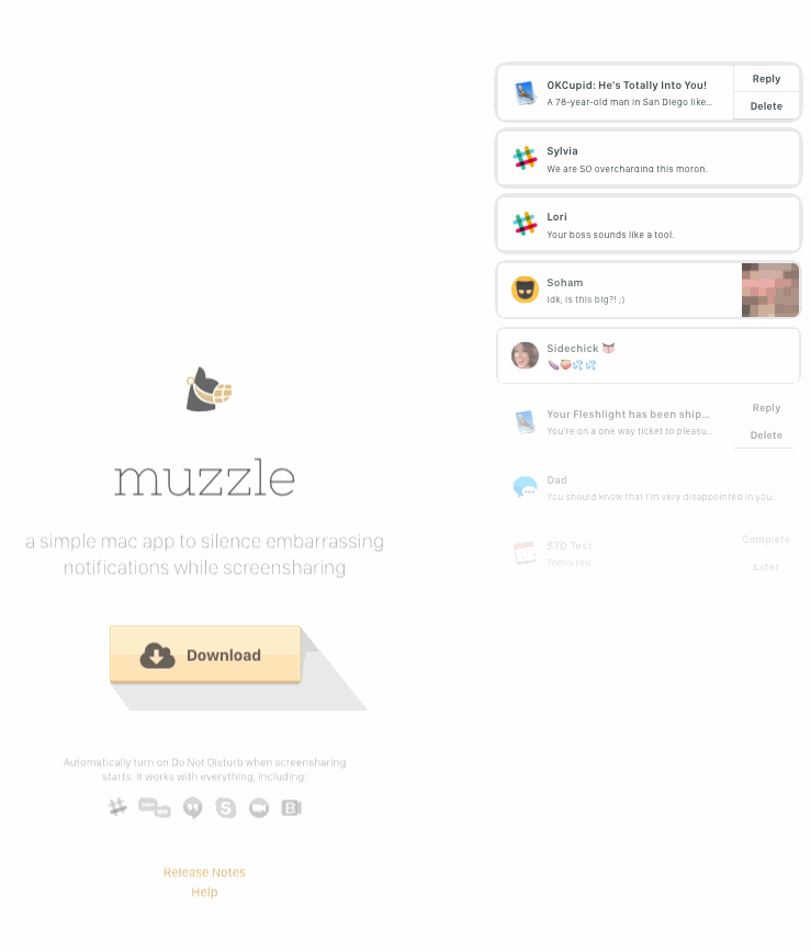 Лендинг приложения Muzzle